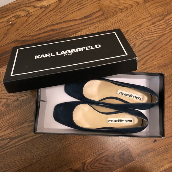 Karl Lagerfeld Paris Block Heel Pump Navy/Sliver - Picture 3 of 8